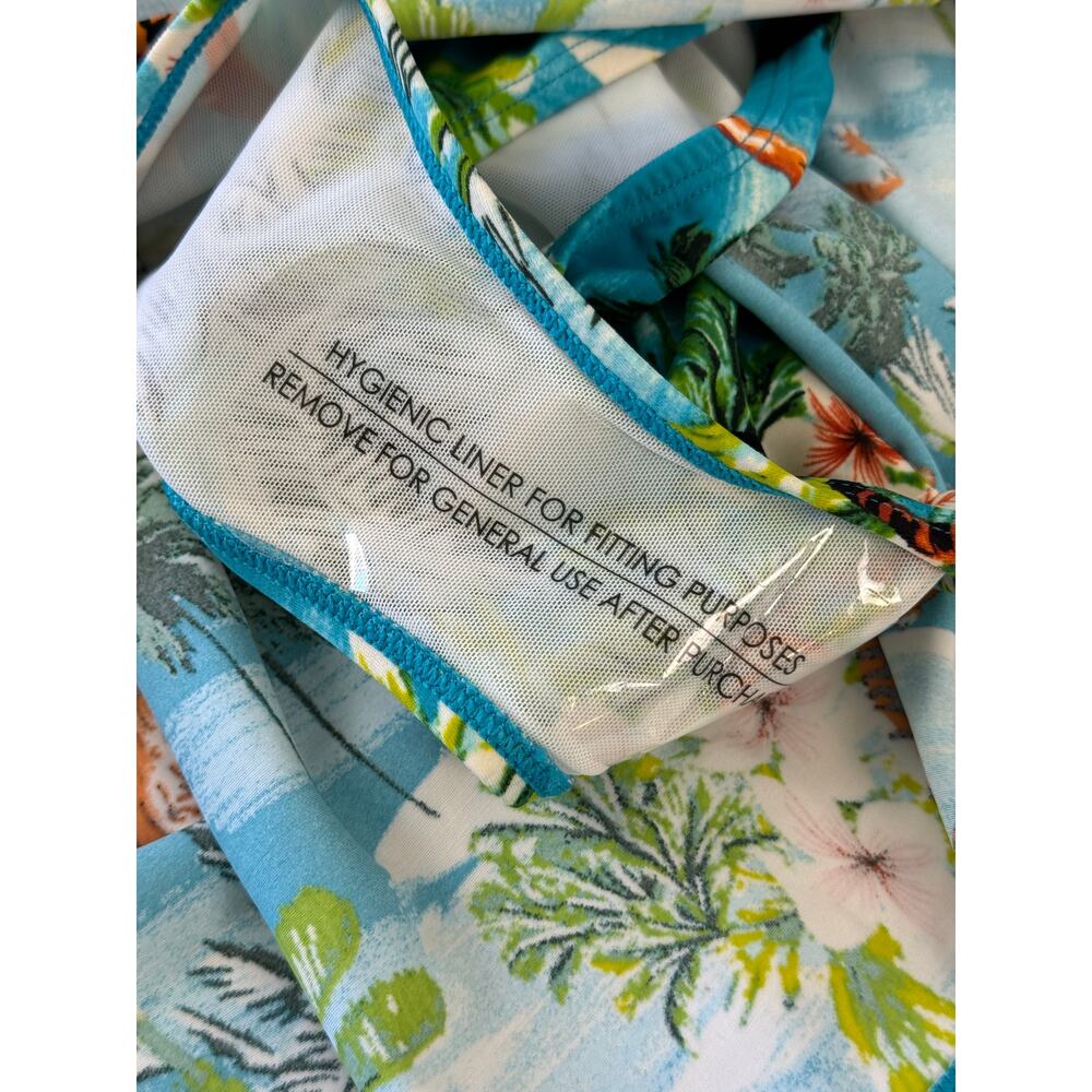 torrid Teal Tropical Print Skirted Swimdress - Picture 8 of 10